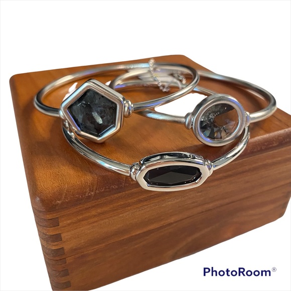 Kendra Scott Jewelry - KENDRA SCOTT Natalia Silver Bangle Bracelet Set of 3 NWT